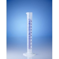 Цилиндр мерный высокий прозрачный, 10 мл, с 6-гранным основанием, пластиковый PP, класс B, с синей рельефной градуировкой (646081) (Vitlab)